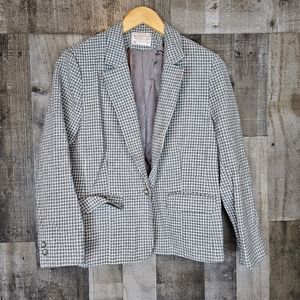 Vintage Pendleton Grey Blazer Hounstooth 100% Wool Pearl Button